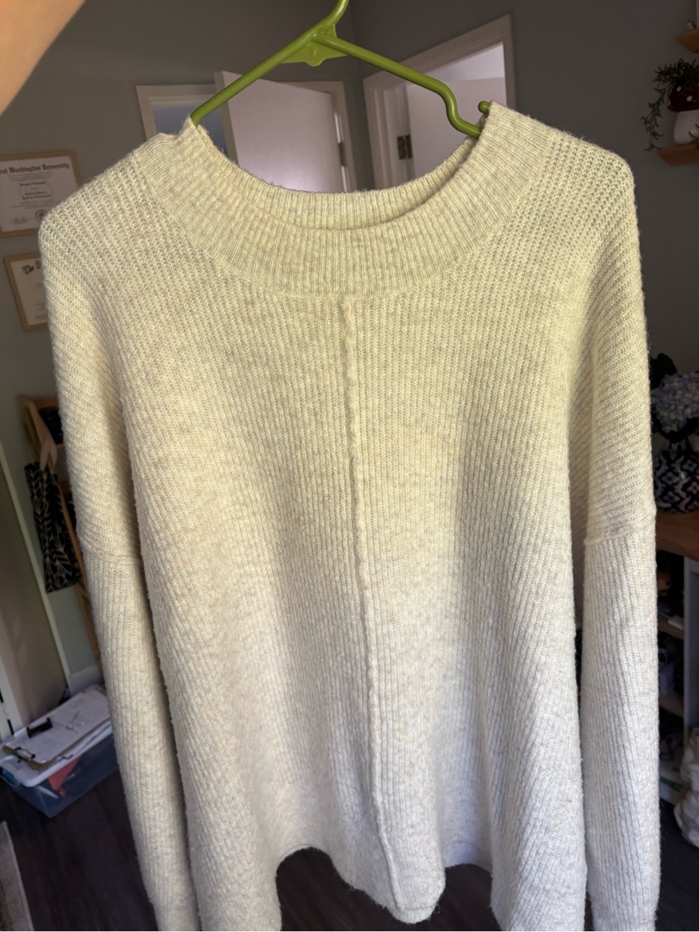 Topshop Cream Ribbed Crewneck Sweater